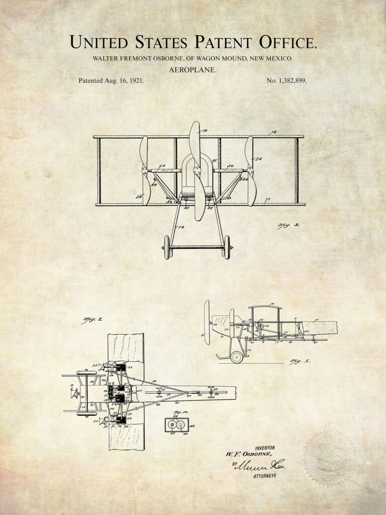 Antique Biplane | 1921 Aviation Patent