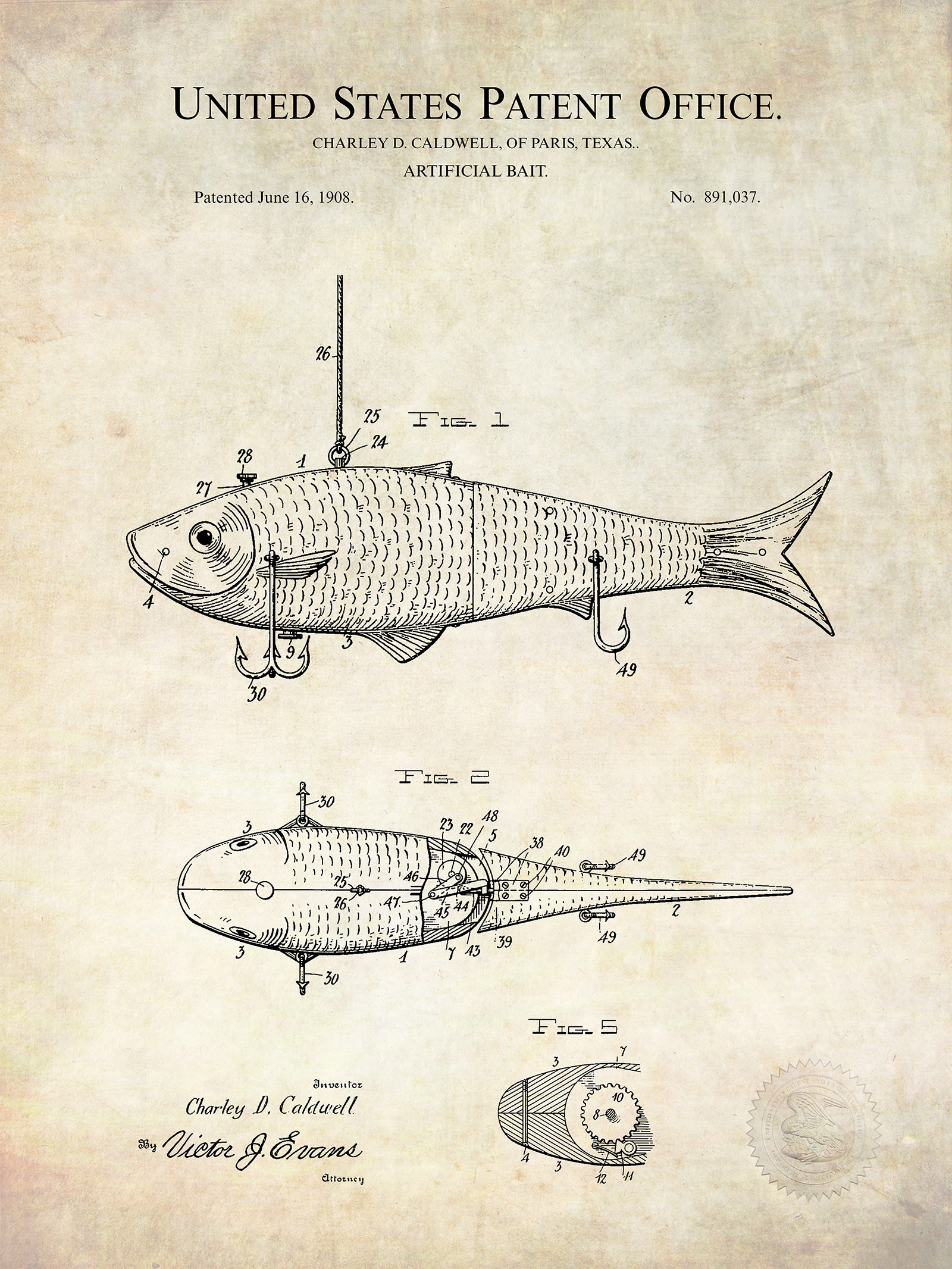 Artificial Bait Design, 1908 Patent