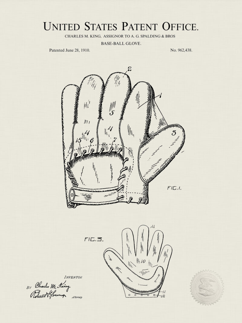 Baseball Glove | 1920 Patent Print