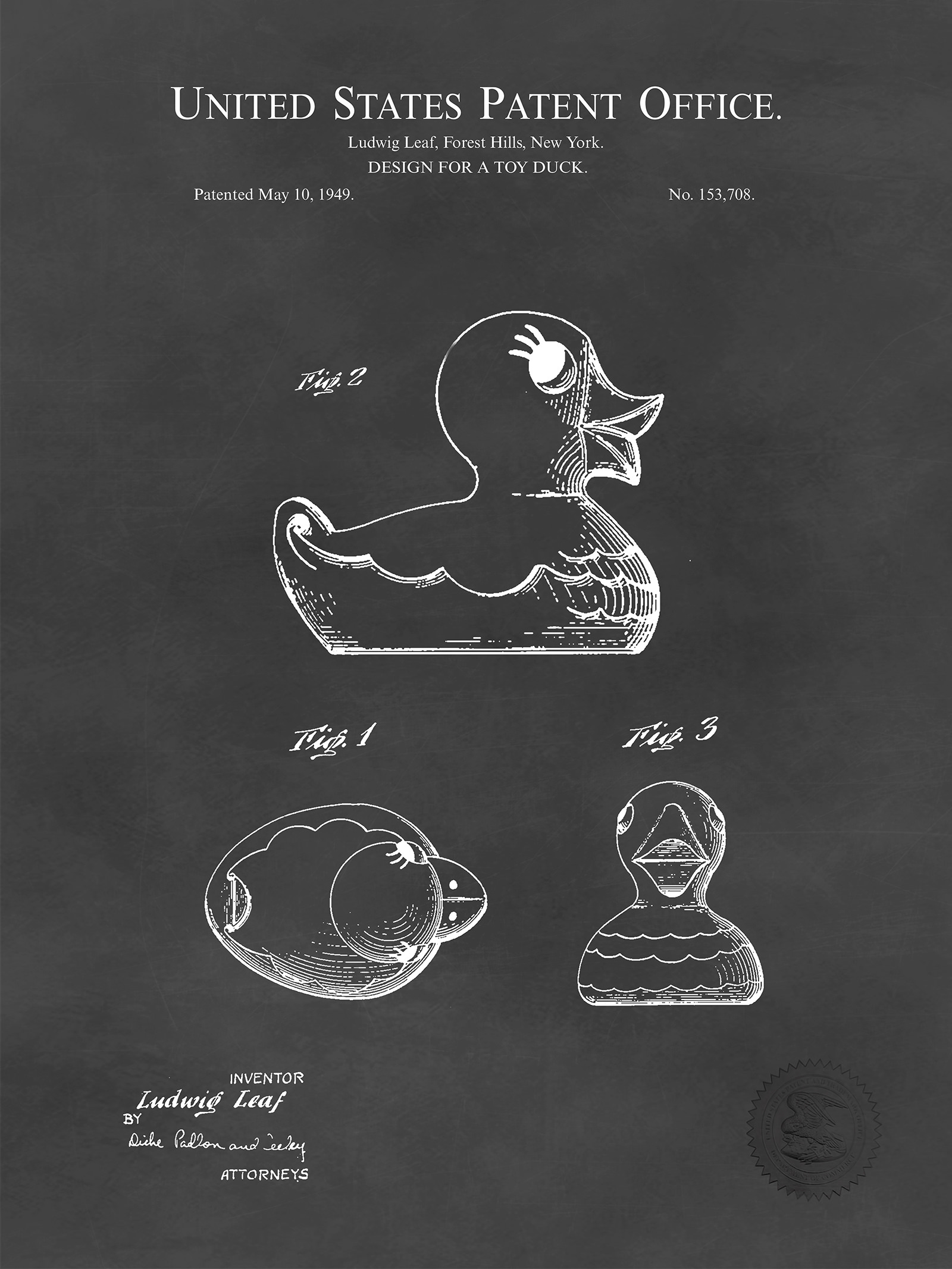 Rubber Duck Design, 1949 Toy Patent