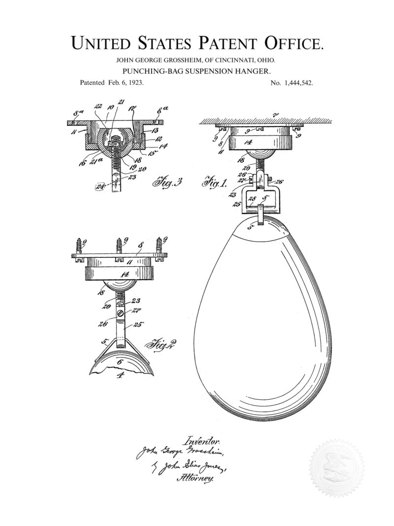 Punching Bag Design | 1923 Boxing Patent Print