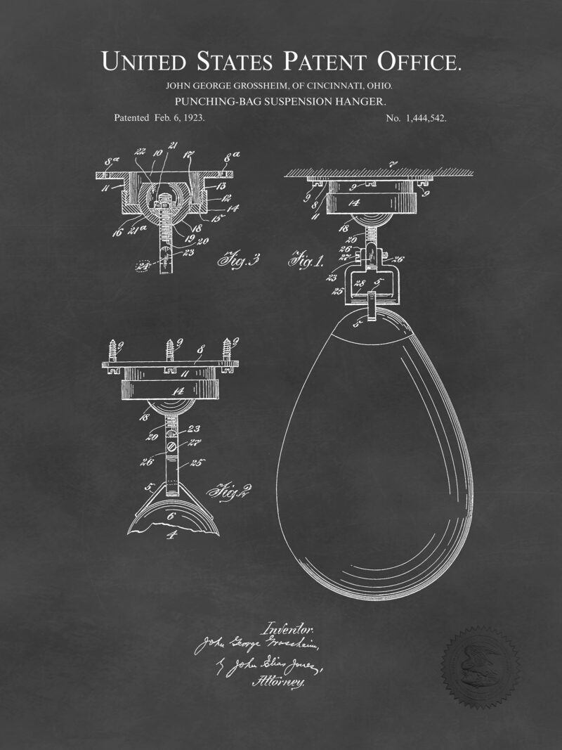 Punching Bag Design | 1923 Boxing Patent Print