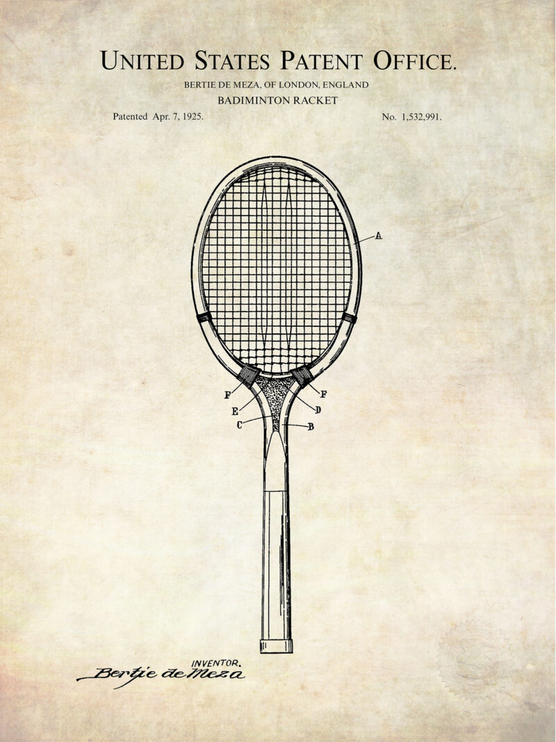 Badminton Racket Design | 1925 Patent