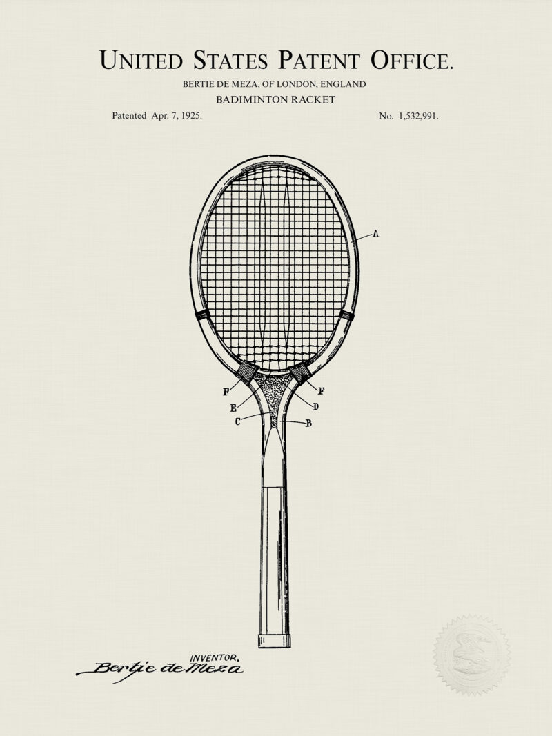 Badminton Racket Design | 1925 Patent