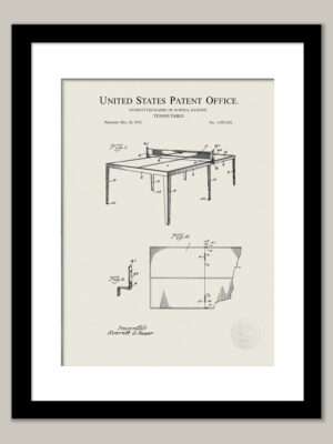 Table Tennis Design | 1933 Patent Print