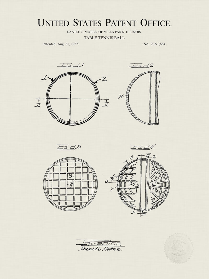 Table Tennis Prints | 3 Classic Patents