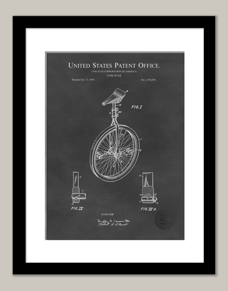 Unicycle Design | 1959 Patent Print