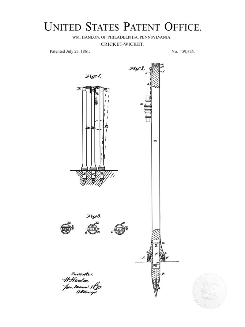 Cricket Wicket Design | 1882 Patent Print