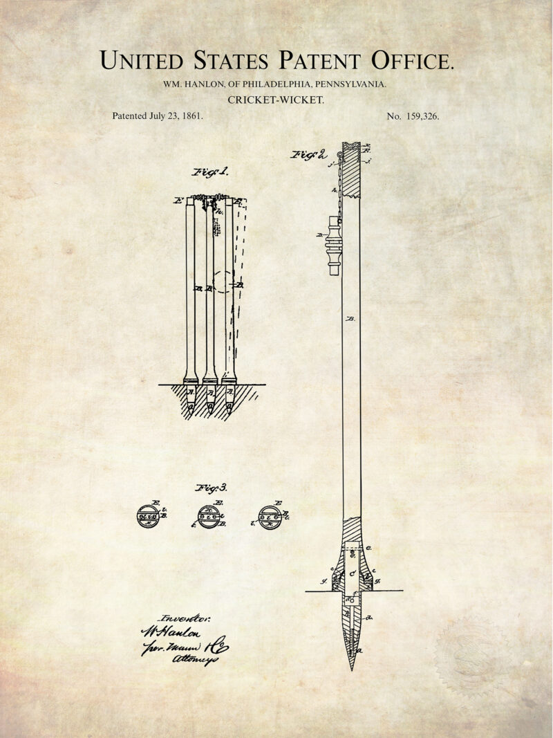 Cricket Wicket Design | 1882 Patent Print