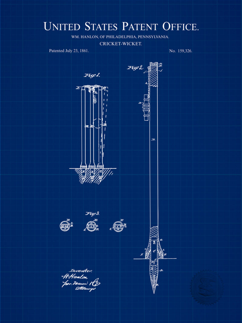 Cricket Wicket Design | 1882 Patent Print