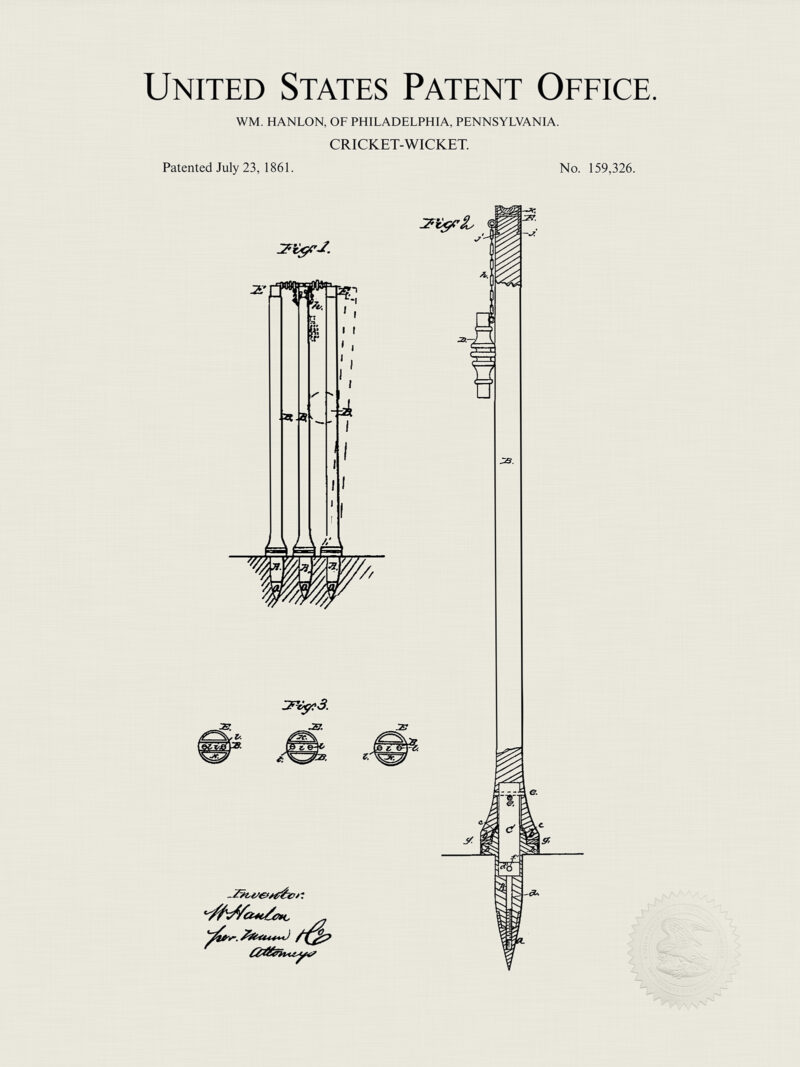 Cricket Wicket Design | 1882 Patent Print