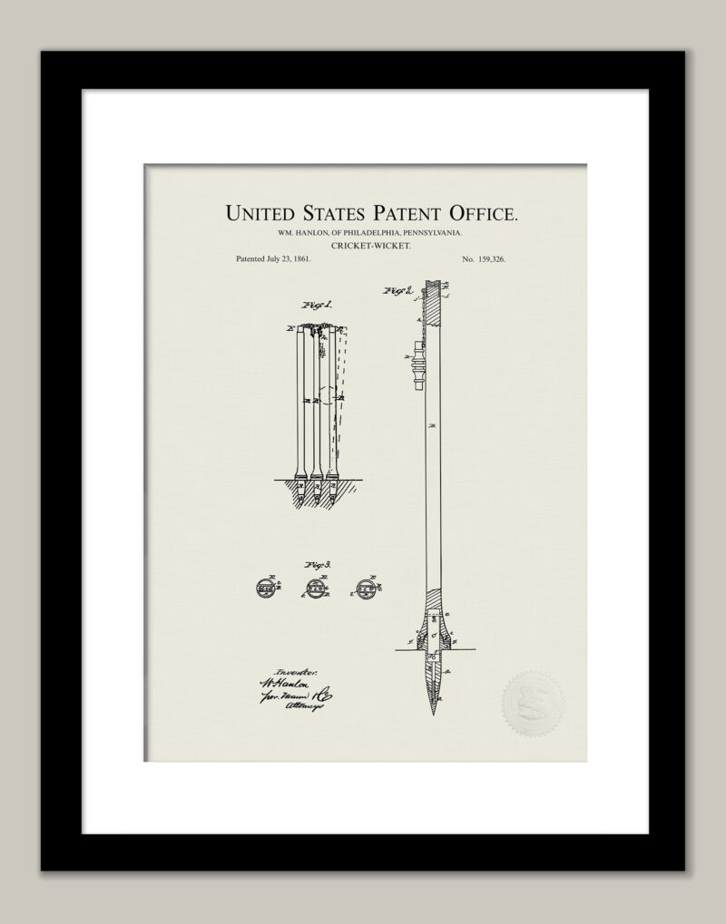 Cricket Wicket Design | 1882 Patent Print