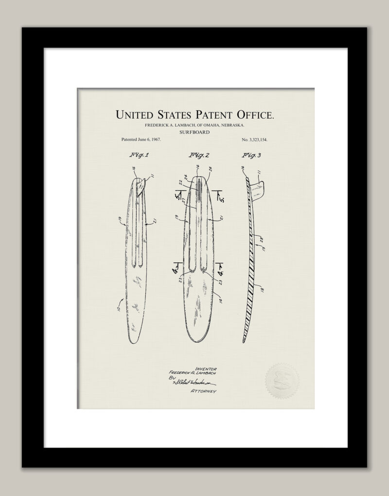 Surf Board Design | 1967 Patent Print