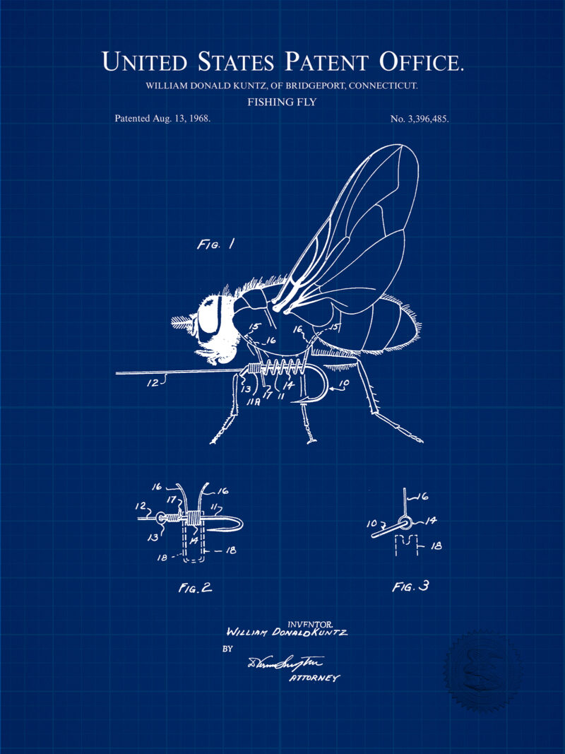 Fishing Fly Design | 1968 Patent Print