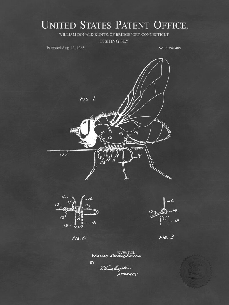 Fishing Fly Design | 1968 Patent Print