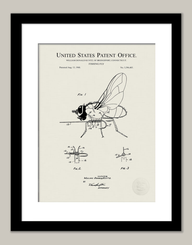 Fishing Fly Design | 1968 Patent Print