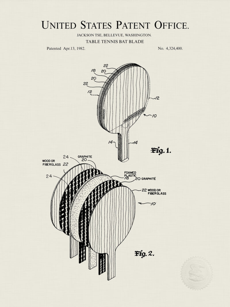 Table Tennis Prints | 3 Classic Patents