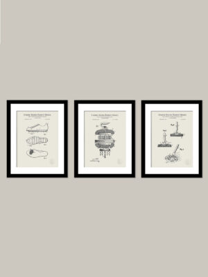 Vintage Curling Prints | 3 Patent Set