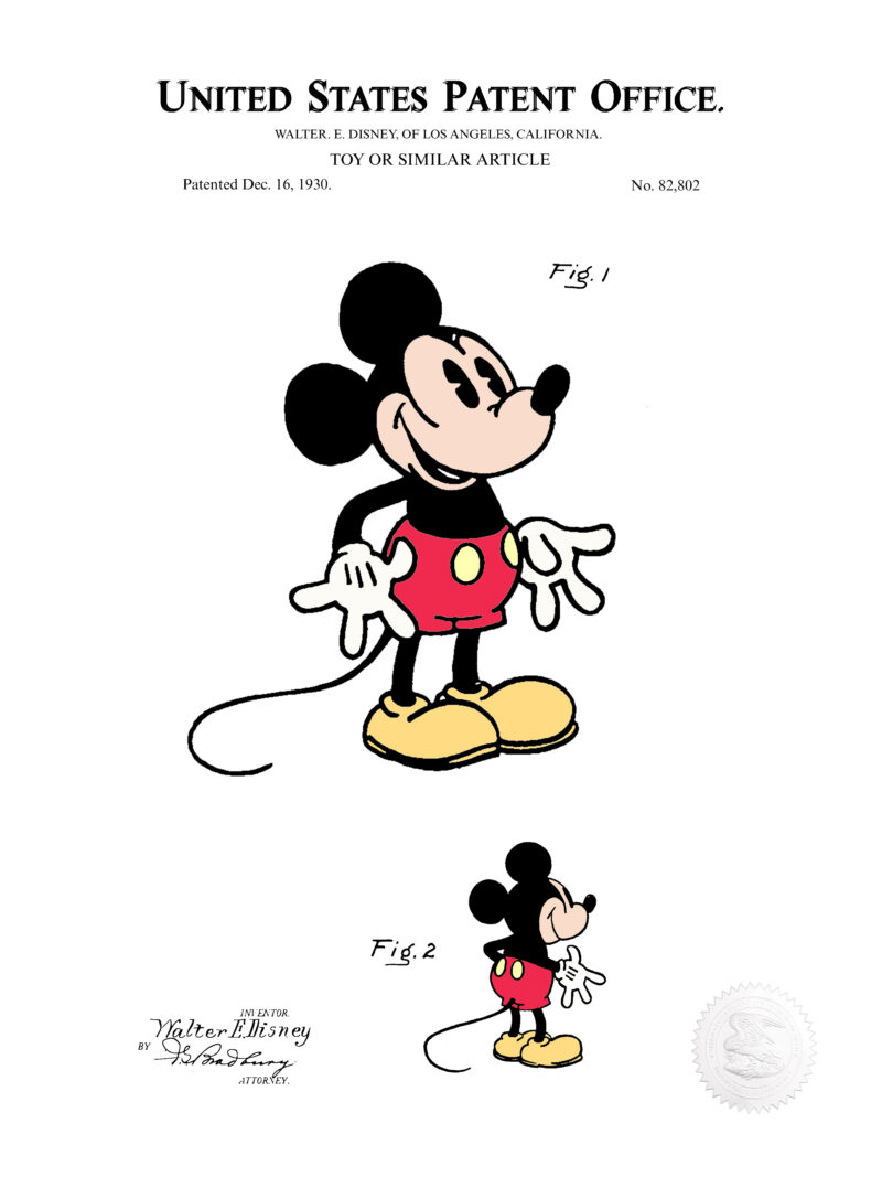 Mickey & Minnie Print Set | 1930 Disney Patents